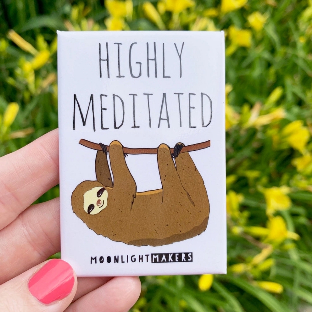 "Highly Meditated" Moonlight Makers Sloth Magnet